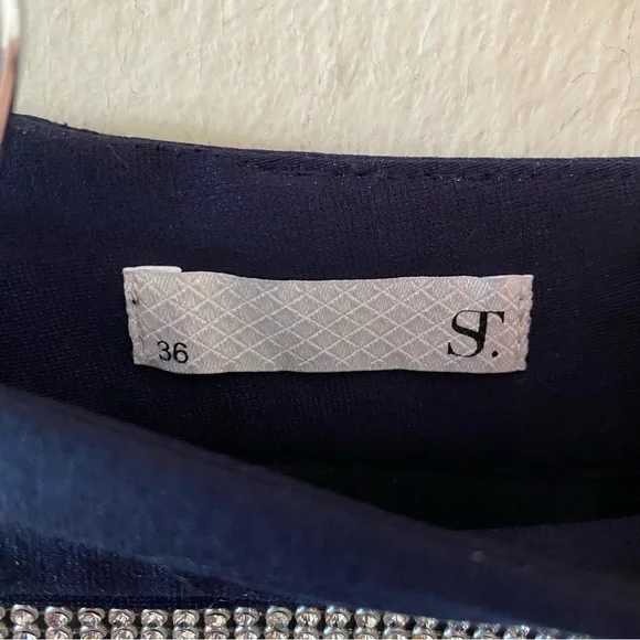 ST Navy Navy Blue Mini Skirt with Rhinestone Trim - Picture 3 of 5